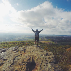 Hiker at mountain range