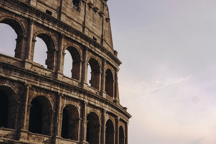 The Colosseum in Rome glowing in warm golden light